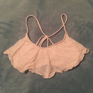 Hollister White Lace Bathing Suit Top